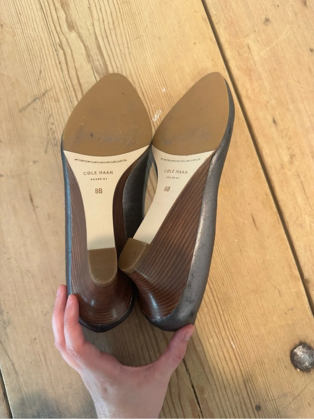 Cole Haan Catalina wedge size 8 Gunmetal pewter silver